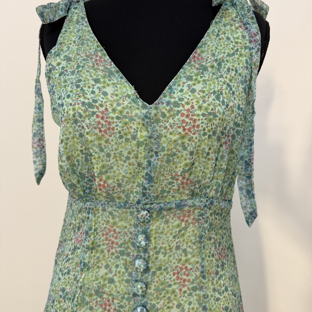 Floral Green Sleeveless Maxi Dress - Picture 5 of 12